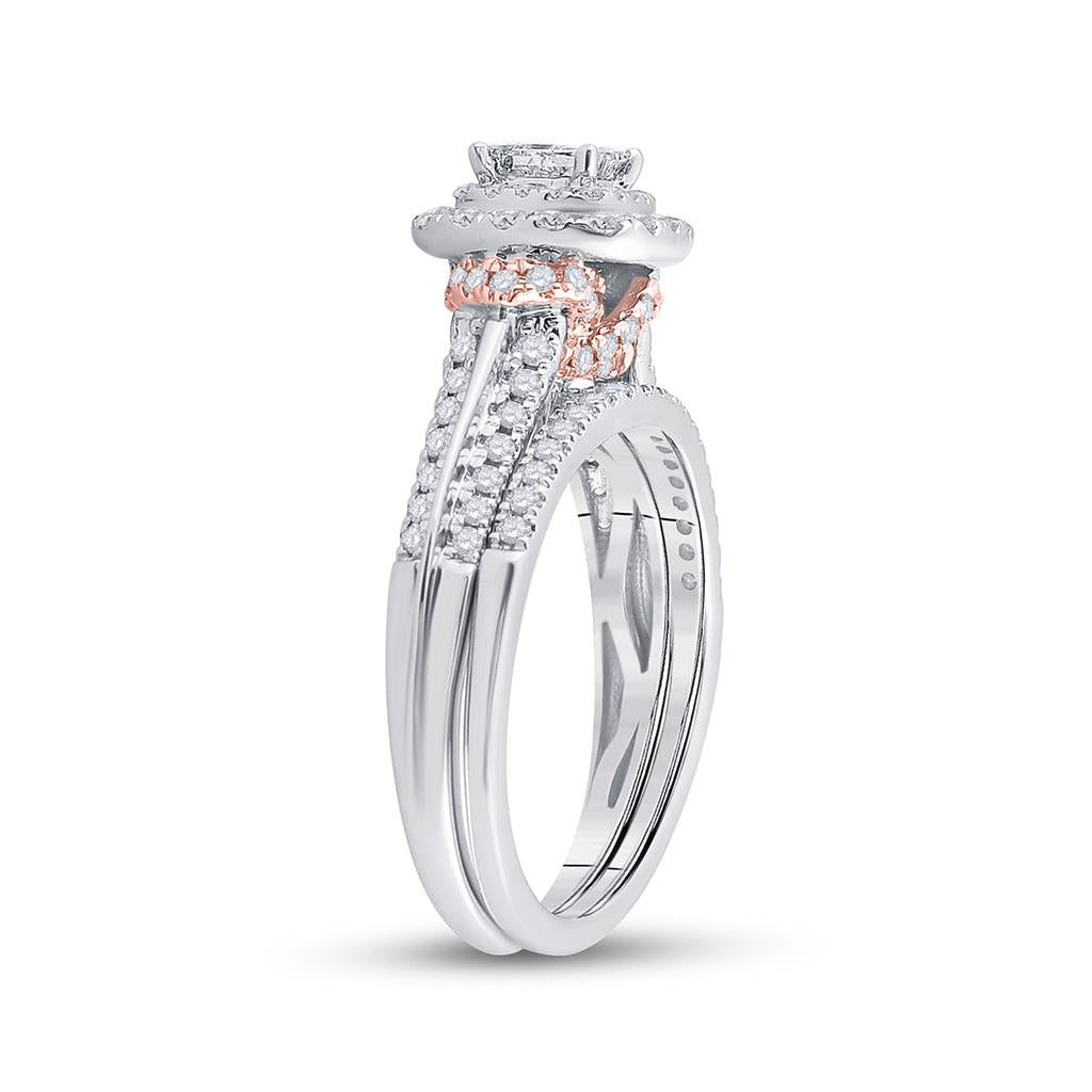 14k Two-tone Gold Princess Diamond Bridal Wedding Ring Set 1 Cttw (Certified)