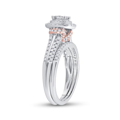 14k Two-tone Gold Princess Diamond Bridal Wedding Ring Set 1 Cttw (Certified)