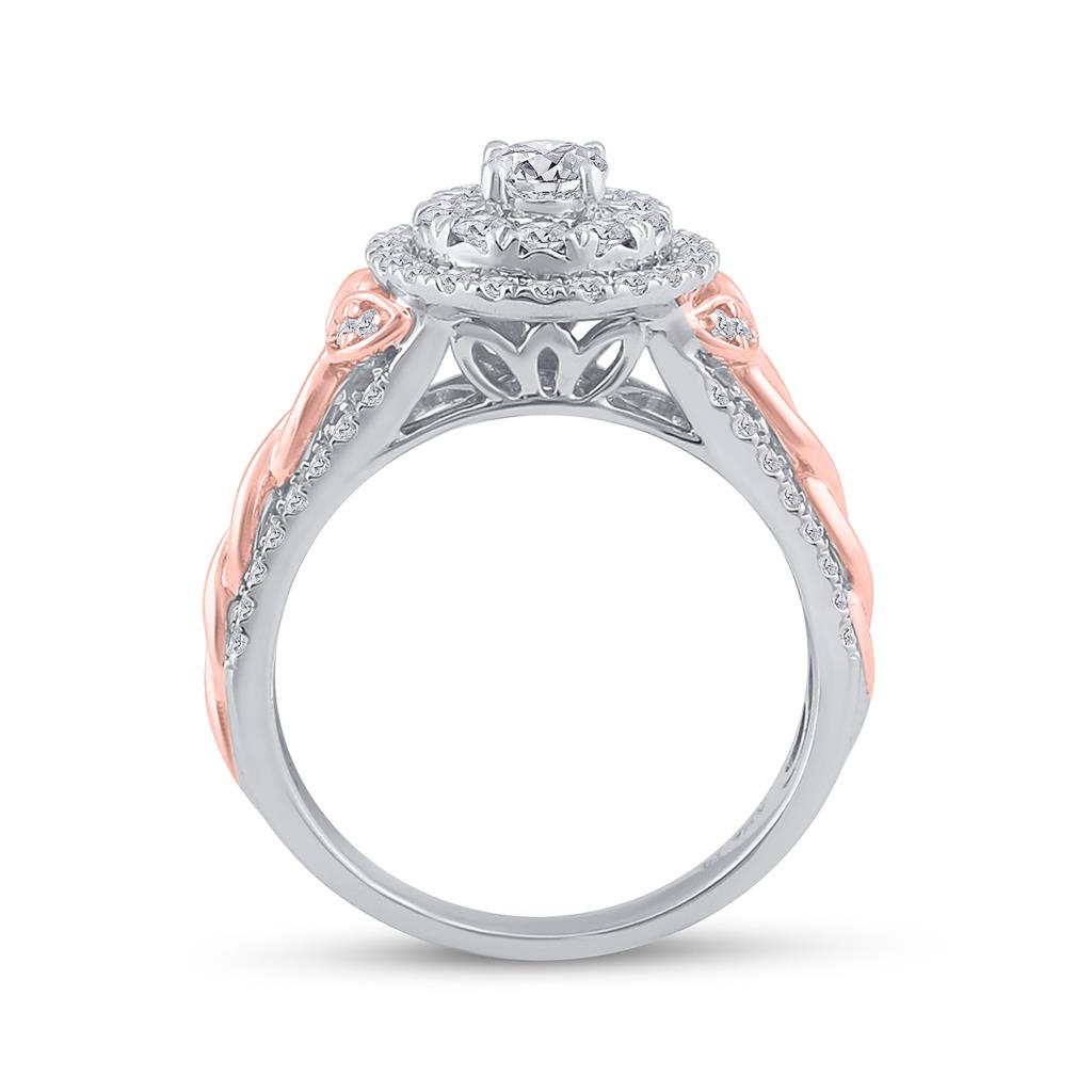 14k Two-tone Gold Round Diamond Bridal Wedding Ring Set 1 Cttw (Certified)