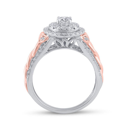14k Two-tone Gold Round Diamond Bridal Wedding Ring Set 1 Cttw (Certified)
