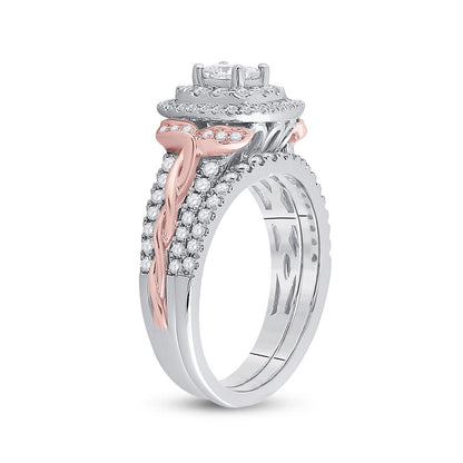 14k Two-tone Gold Princess Diamond Bridal Wedding Ring Set 1 Cttw (Certified)