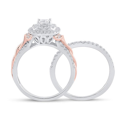 14k Two-tone Gold Princess Diamond Bridal Wedding Ring Set 1 Cttw (Certified)