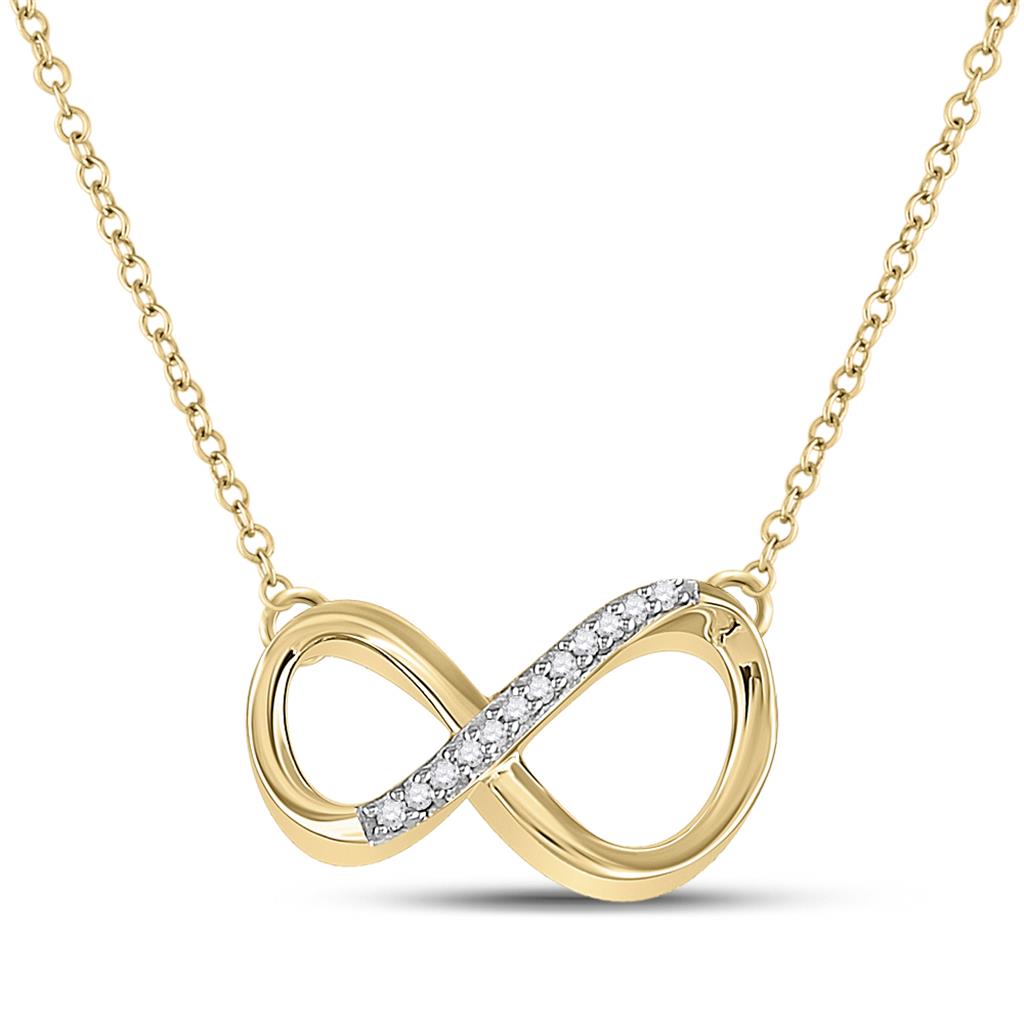 10k Yellow Gold Round Diamond Infinity Necklace .03 Cttw