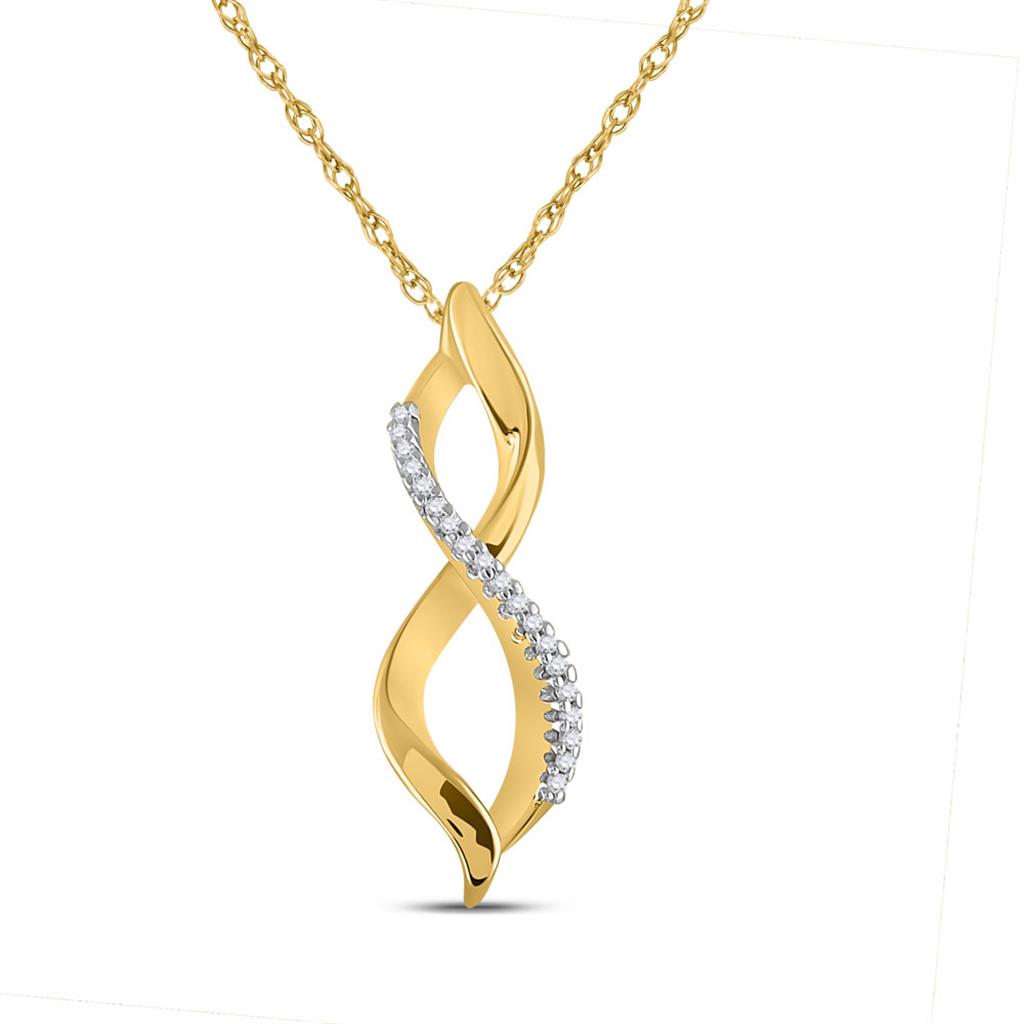 10k Yellow Gold Round Diamond Infinity Pendant 1/12 Cttw