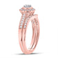 10k Rose Gold Round Diamond Halo Bridal Wedding Ring Set 1/3 Cttw