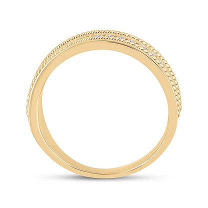 14k Yellow Gold Round Diamond Wedding Rope Band Ring 1/3 Cttw