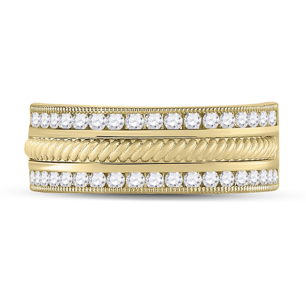 14k Yellow Gold Round Diamond Wedding Rope Band Ring 3/4 Cttw