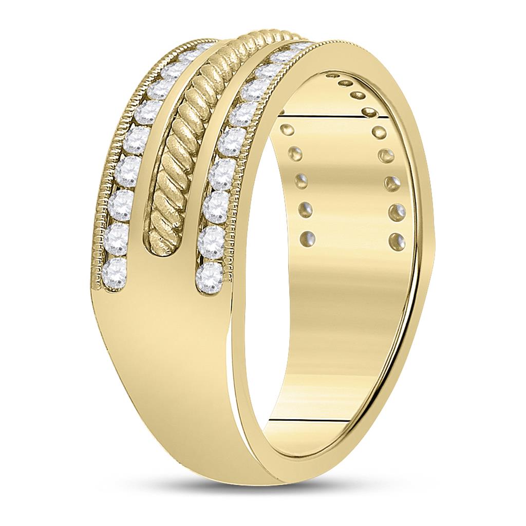 14k Yellow Gold Round Diamond Wedding Rope Band Ring 3/4 Cttw