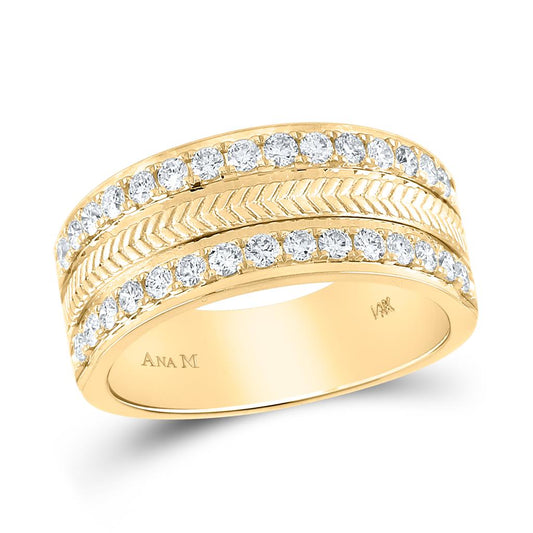 14k Yellow Gold Round Diamond Wheat Wedding Band Ring 1 Cttw
