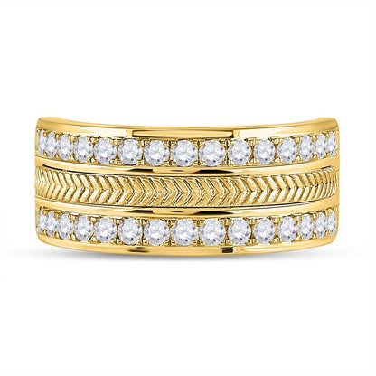 14k Yellow Gold Round Diamond Wheat Wedding Band Ring 1 Cttw