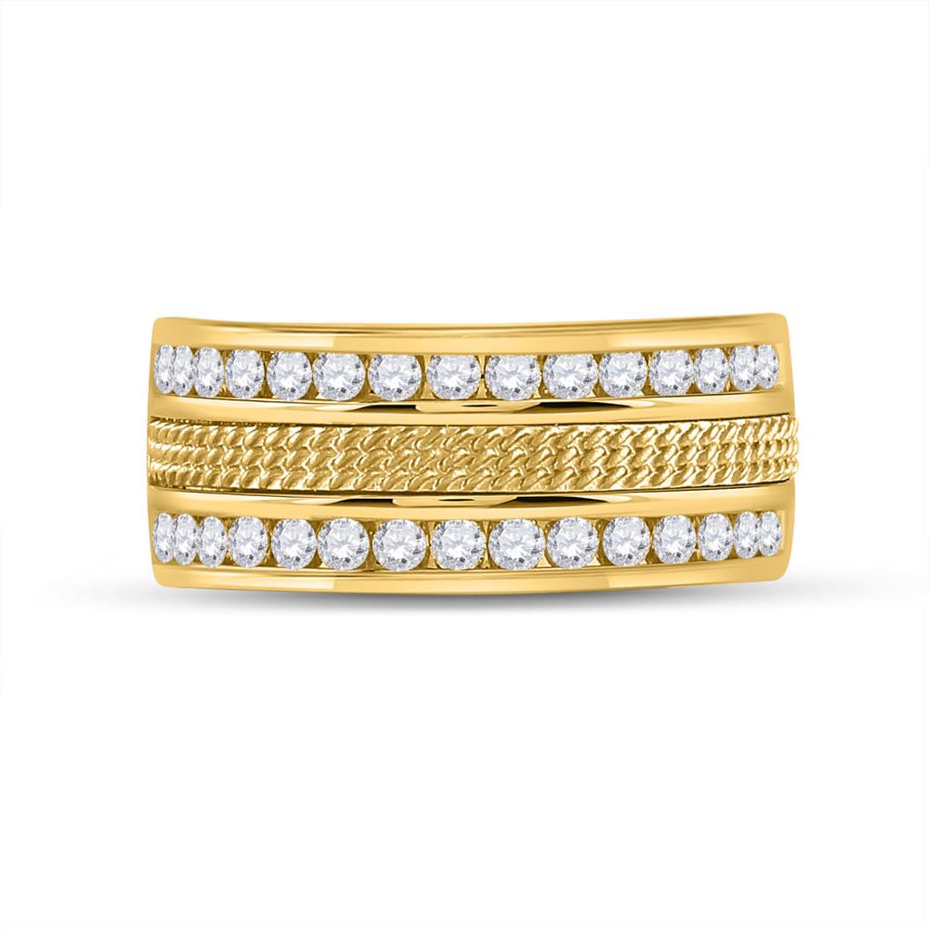 14k Yellow Gold Round Diamond Wedding Band Ring 1 Cttw