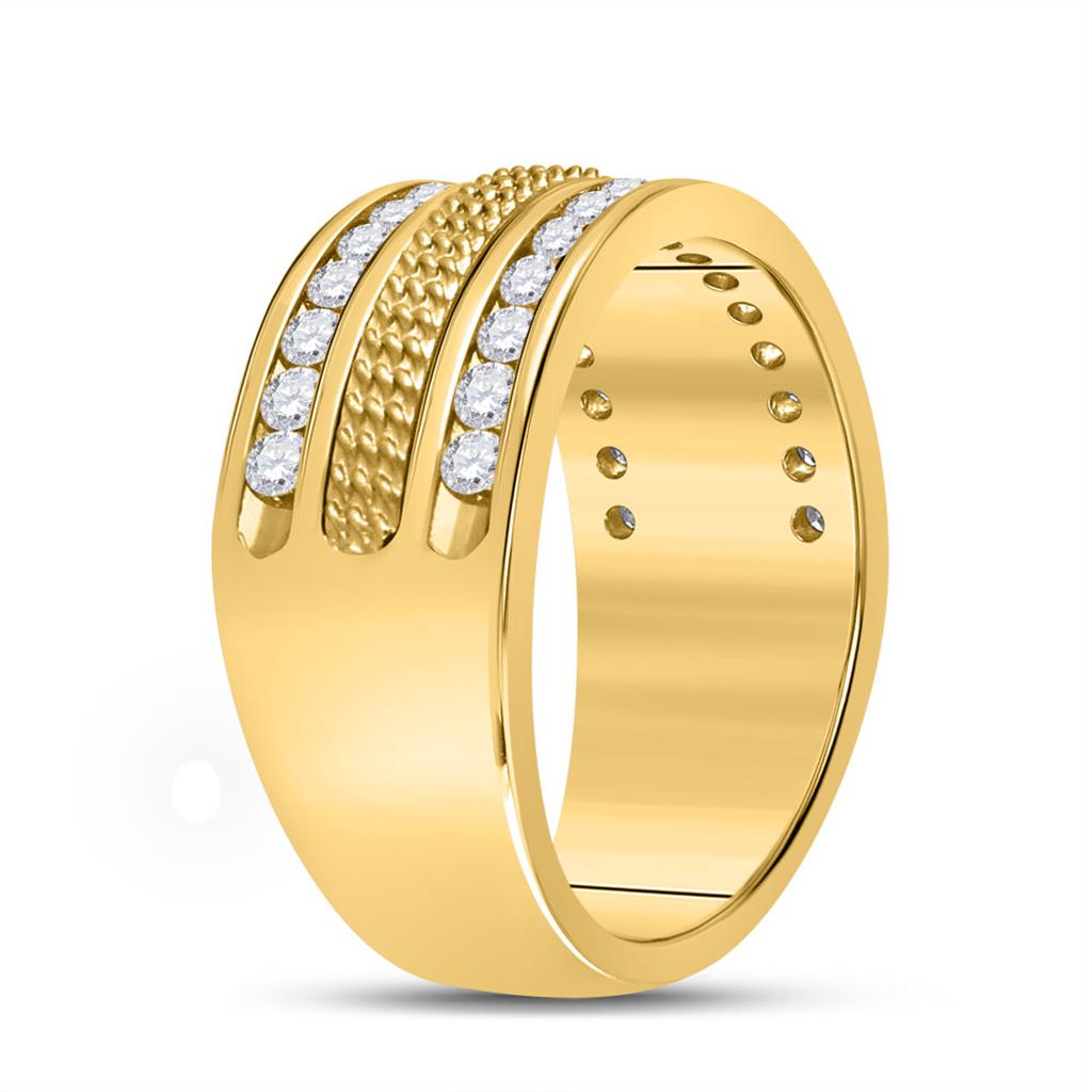 14k Yellow Gold Round Diamond Wedding Band Ring 1 Cttw