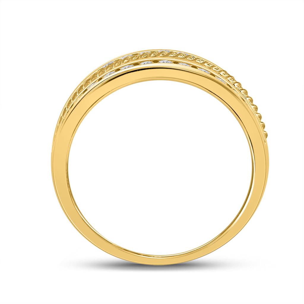 14k Yellow Gold Round Diamond Wedding Band Ring 1 Cttw
