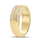 14k Yellow Gold Round Diamond Wedding Hammered Band Ring 1/2 Cttw
