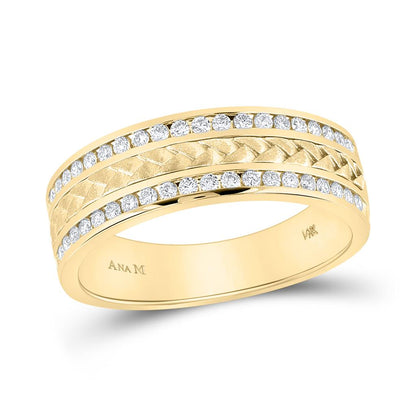 14k Yellow Gold Round Diamond Wedding Braided Band Ring 1/2 Cttw