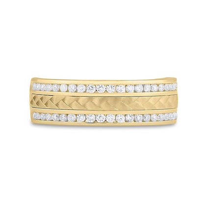 14k Yellow Gold Round Diamond Wedding Braided Band Ring 1/2 Cttw