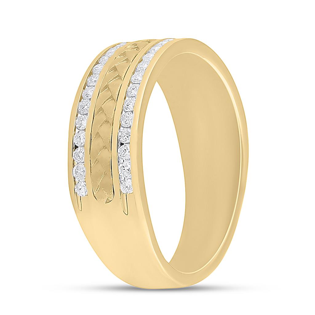 14k Yellow Gold Round Diamond Wedding Braided Band Ring 1/2 Cttw