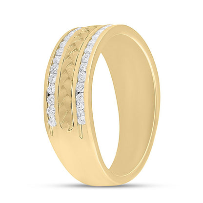 14k Yellow Gold Round Diamond Wedding Braided Band Ring 1/2 Cttw
