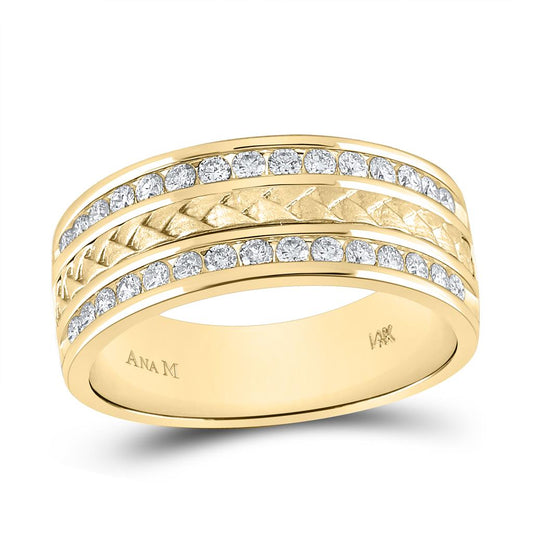 14k Yellow Gold Round Diamond Wedding Braid Inlay Band Ring 3/4 Cttw