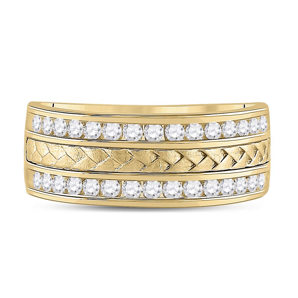 14k Yellow Gold Round Diamond Wedding Braid Inlay Band Ring 3/4 Cttw