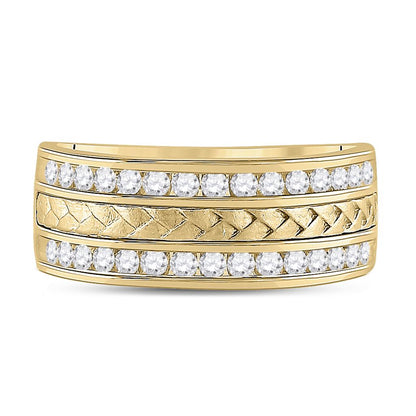 14k Yellow Gold Round Diamond Wedding Braid Inlay Band Ring 3/4 Cttw