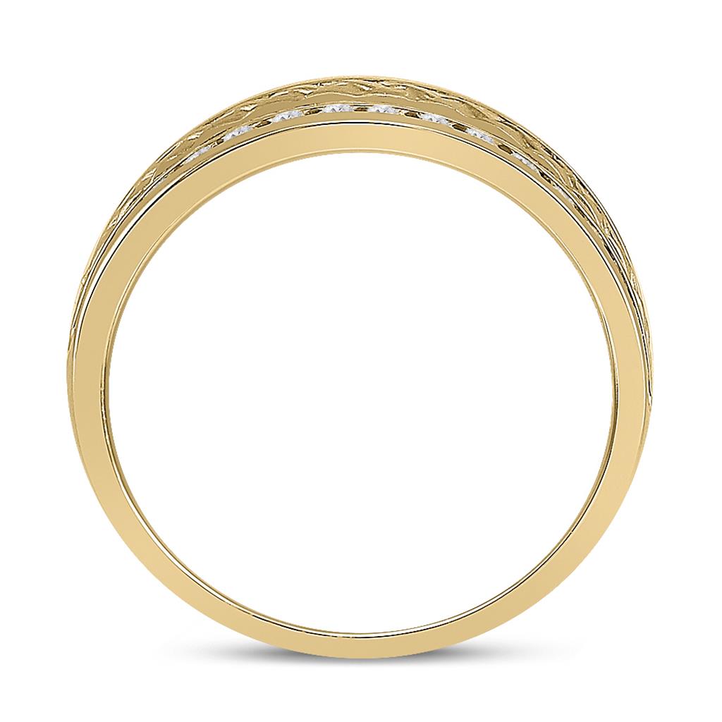 14k Yellow Gold Round Diamond Wedding Braid Inlay Band Ring 3/4 Cttw