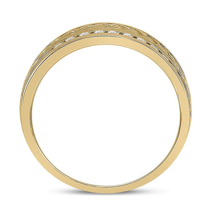 14k Yellow Gold Round Diamond Wedding Braid Inlay Band Ring 3/4 Cttw