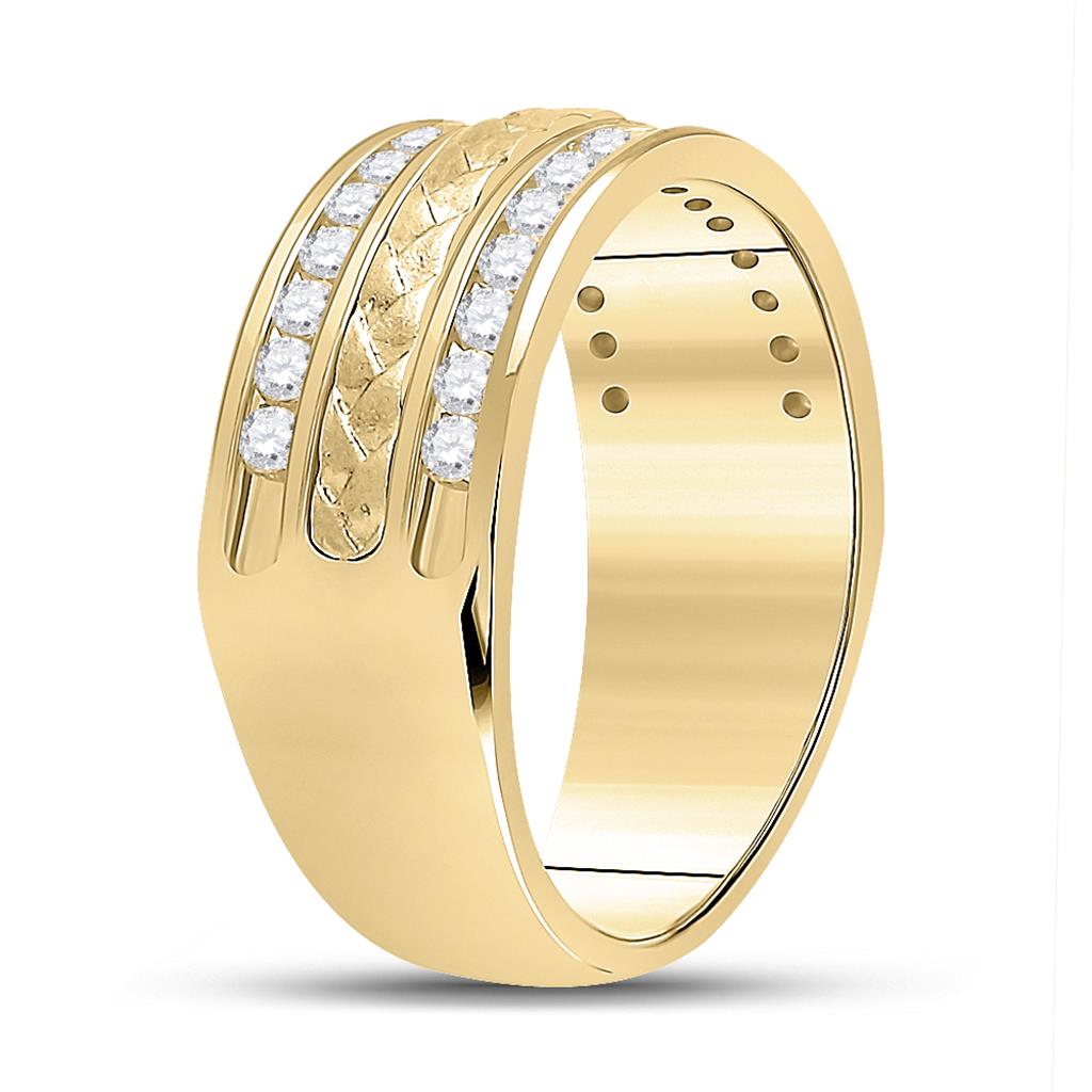 14k Yellow Gold Round Diamond Wedding Braid Inlay Band Ring 3/4 Cttw
