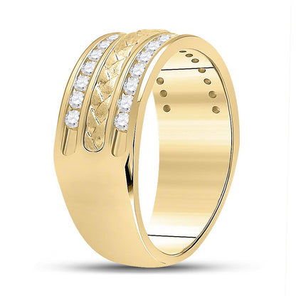 14k Yellow Gold Round Diamond Wedding Braid Inlay Band Ring 3/4 Cttw
