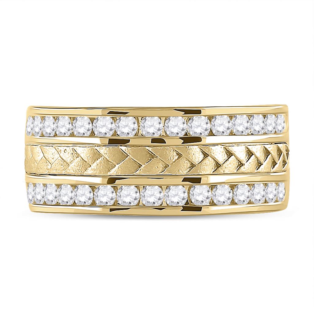 14k Yellow Gold Round Diamond Wedding Band Ring 1 Cttw