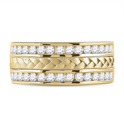14k Yellow Gold Round Diamond Wedding Band Ring 1 Cttw