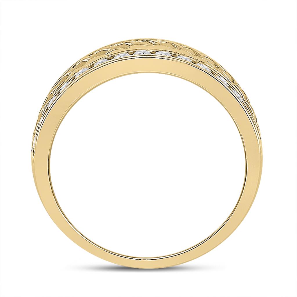14k Yellow Gold Round Diamond Wedding Band Ring 1 Cttw