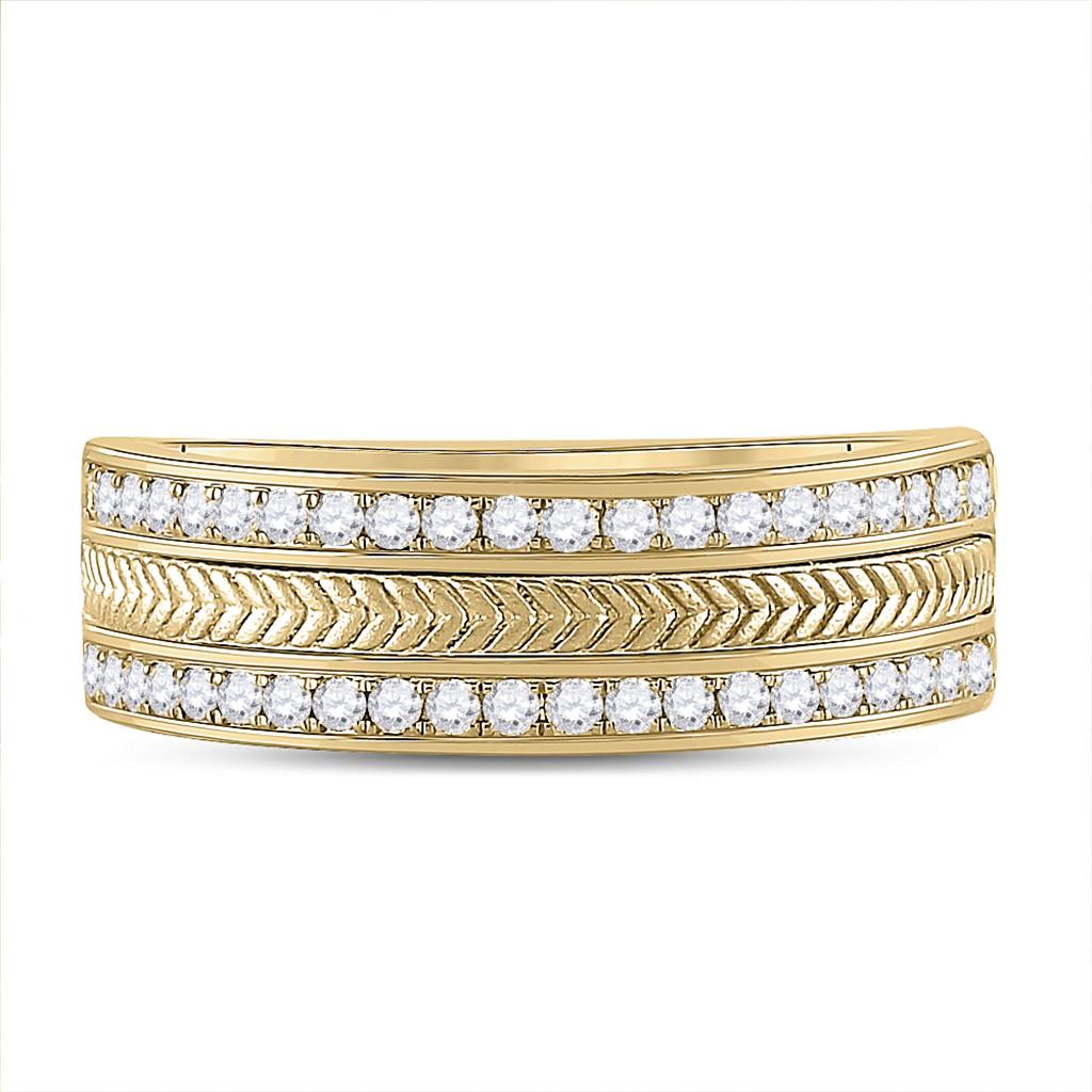 14k Yellow Gold Round Diamond Wedding Wheat Band Ring 1/2 Cttw