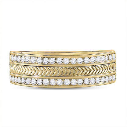 14k Yellow Gold Round Diamond Wedding Wheat Band Ring 1/2 Cttw