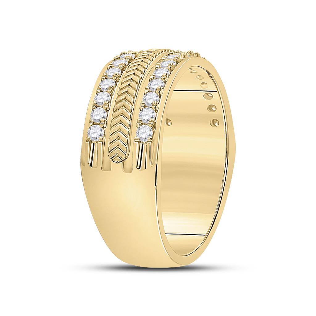 14k Yellow Gold Round Diamond Wedding Wheat Band Ring 3/4 Cttw