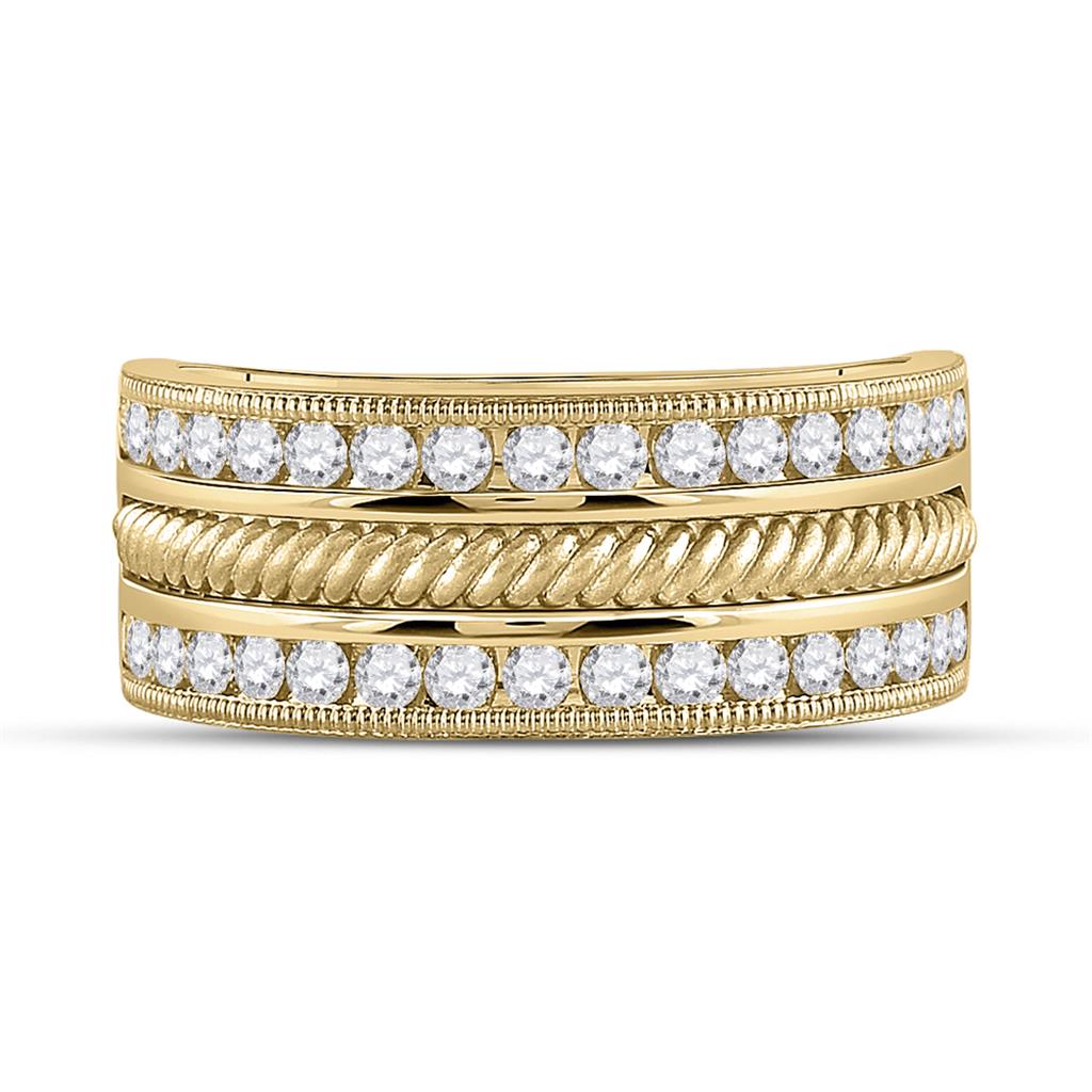 14k Yellow Gold Round Diamond Wedding Rope Band Ring 1 Cttw