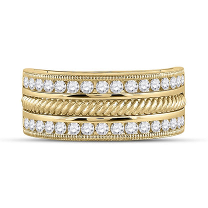 14k Yellow Gold Round Diamond Wedding Rope Band Ring 1 Cttw