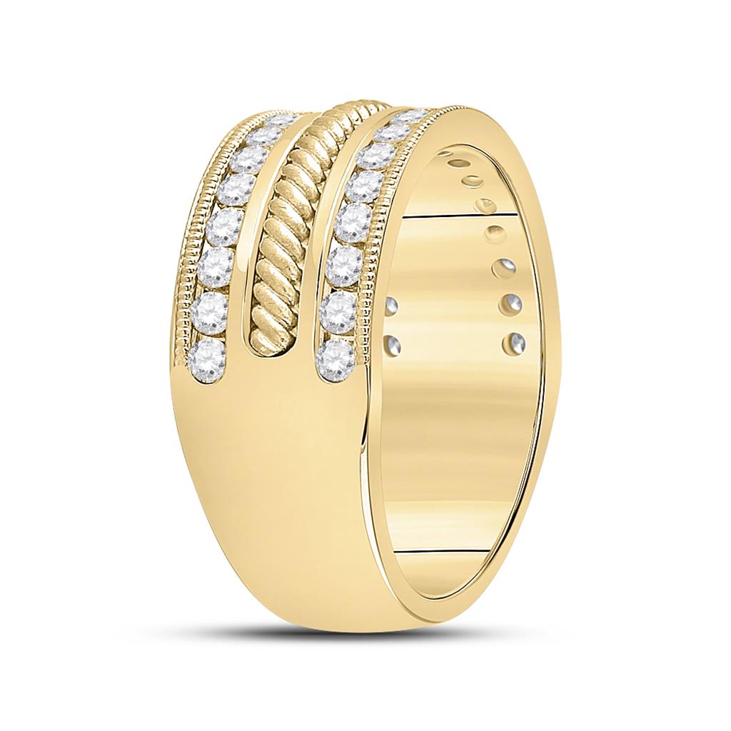 14k Yellow Gold Round Diamond Wedding Rope Band Ring 1 Cttw