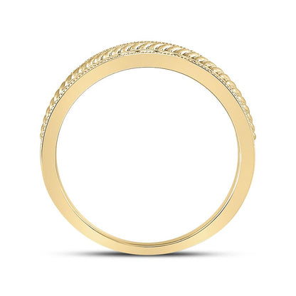 14k Yellow Gold Round Diamond Wedding Rope Band Ring 1 Cttw
