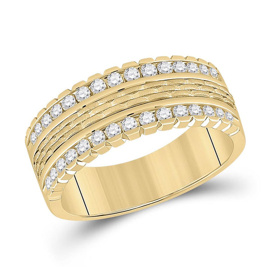 14k Yellow Gold Round Diamond Wedding Band Ring 3/4 Cttw