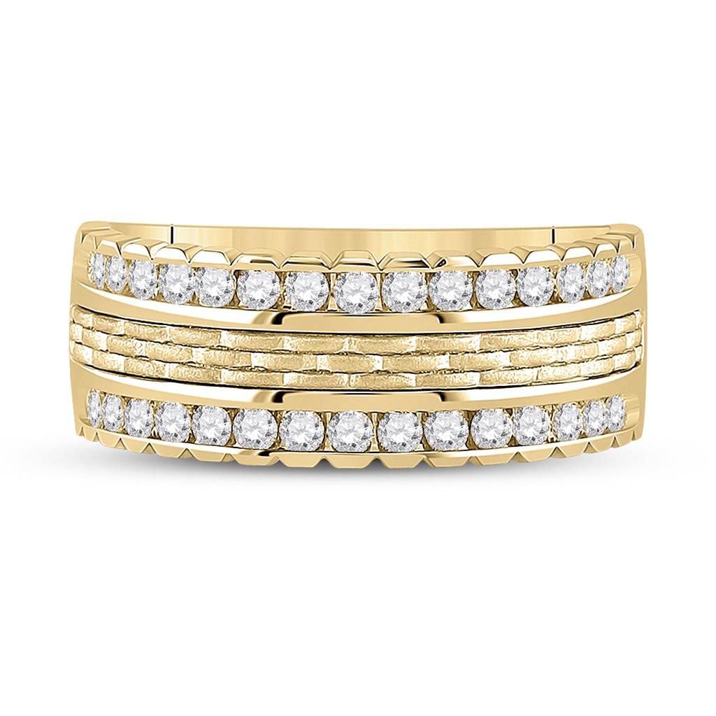 14k Yellow Gold Round Diamond Wedding Band Ring 3/4 Cttw