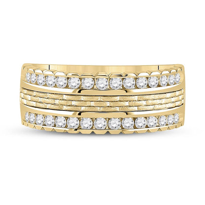 14k Yellow Gold Round Diamond Wedding Band Ring 3/4 Cttw