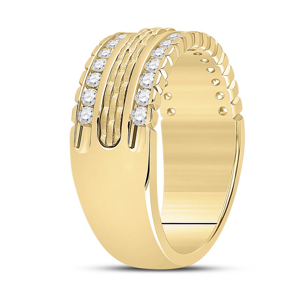 14k Yellow Gold Round Diamond Wedding Band Ring 3/4 Cttw