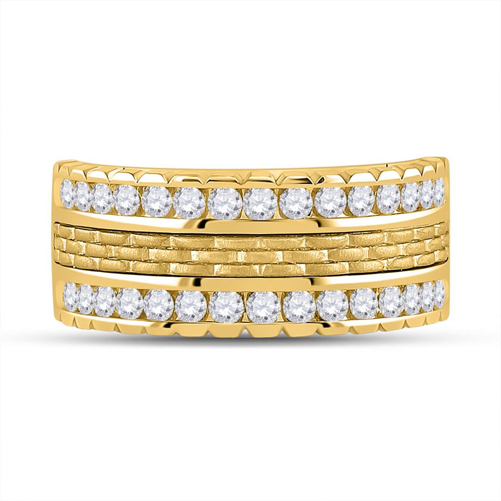 14k Yellow Gold Round Diamond Wedding Band Ring 1 Cttw