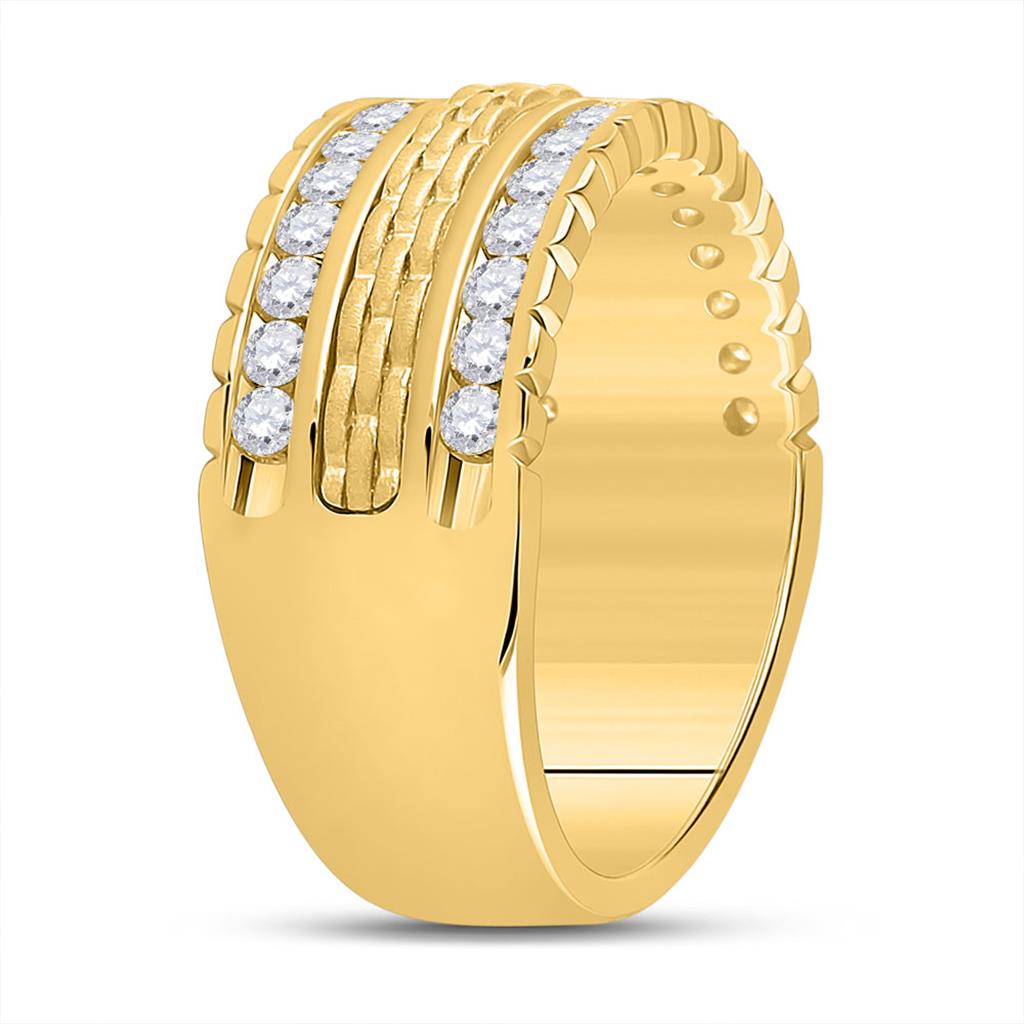 14k Yellow Gold Round Diamond Wedding Band Ring 1 Cttw