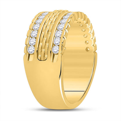 14k Yellow Gold Round Diamond Wedding Band Ring 1 Cttw