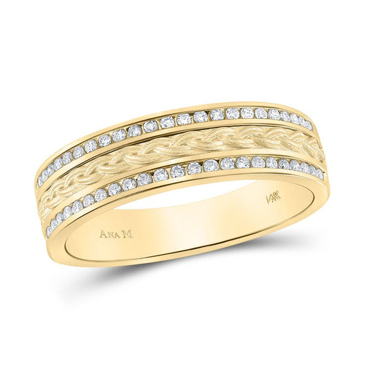 14k Yellow Gold Round Diamond Wedding Braid Band Ring 1/3 Cttw