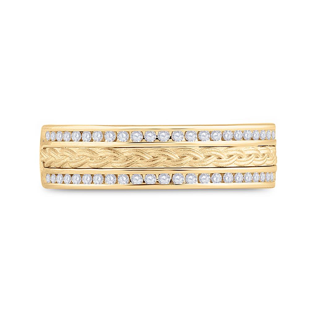 14k Yellow Gold Round Diamond Wedding Braid Band Ring 1/3 Cttw
