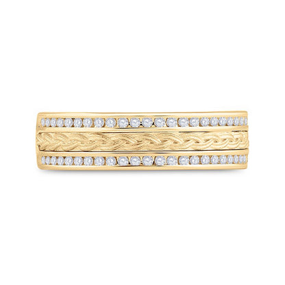14k Yellow Gold Round Diamond Wedding Braid Band Ring 1/3 Cttw