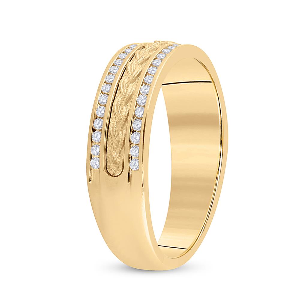 14k Yellow Gold Round Diamond Wedding Braid Band Ring 1/3 Cttw